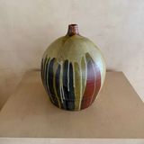 Large Bottle Neck Rust and Sage Drip Glaze Vessel, William Creitz