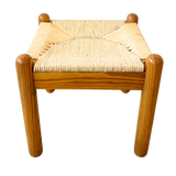 Pine and Woven Rush Seat Stool