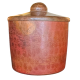 Small Oxide Red Hammered Metal Lidded Jar