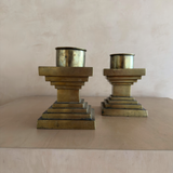 Pair of Structural Brass Candle Holders