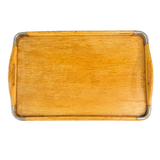 Handmade Wood Serving Tray with Metal Accents
