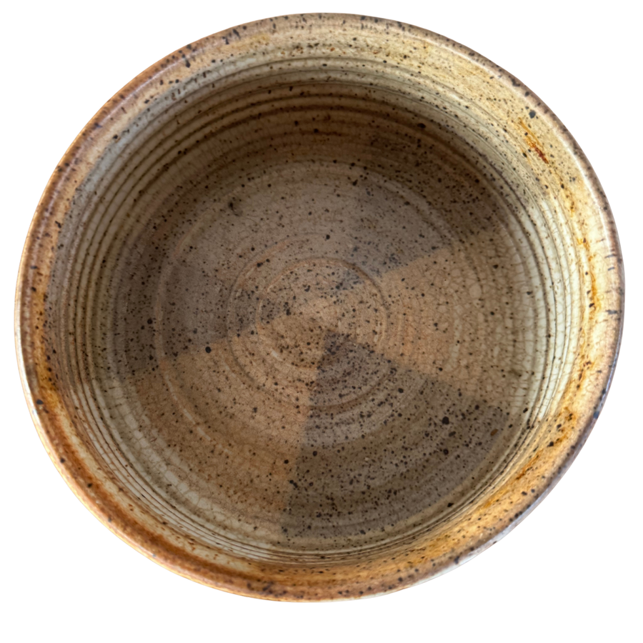 Marbled Studio Pottery Bowl in Brown and Cream