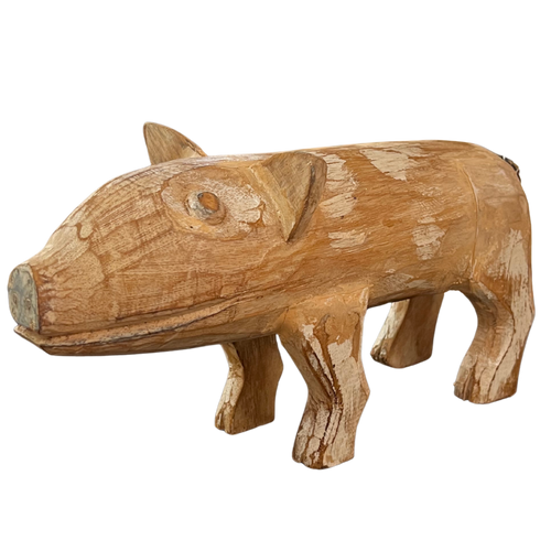 Wooden Pig Sculpture