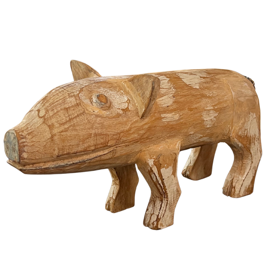 Wooden Pig Sculpture