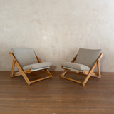 Pair of French Adjustable Wood Frame Lounge Chairs
