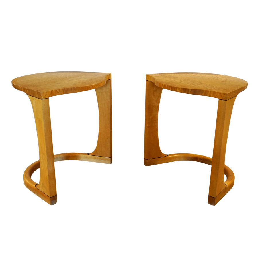 Pair of Curved Maple Side Tables