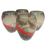 Set of 4 Red Striped Smoked Glasses