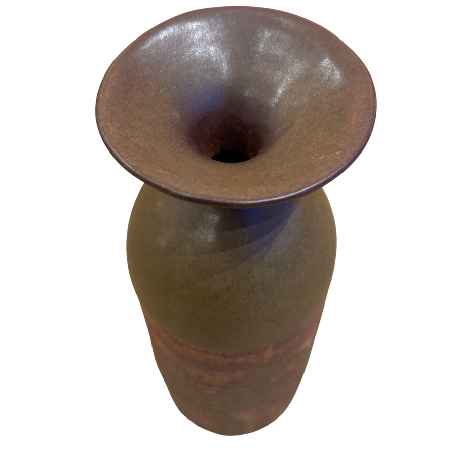 Olive and Plum Glaze Studio Vase