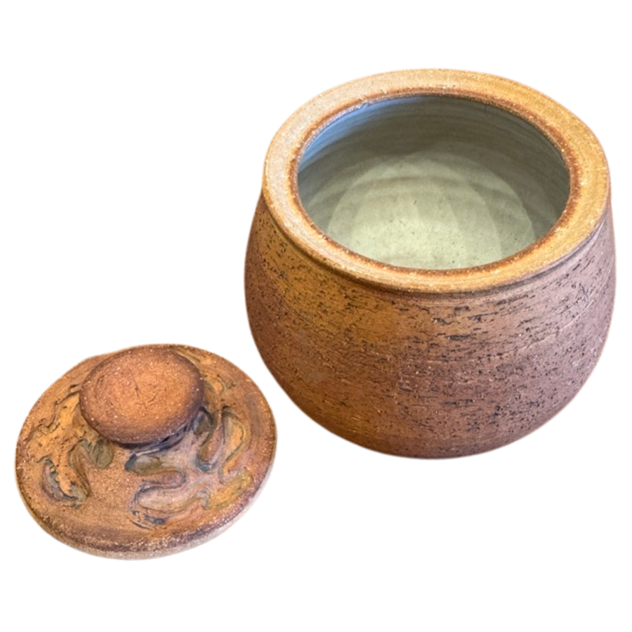 Small Lidded Studio Jar in Textured Red Clay