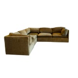 5 Piece Milo Baughman Sectional in Deep Ochre Velvet