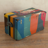 Vintage Polychrome Abstract Wood Storage Chest