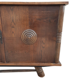 Hand Carved Oak Sideboard by Charles Dudouyt, 1940s