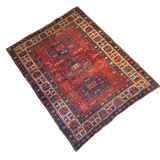 Vintage Red and Cream Wool Kilim