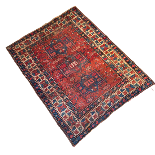Vintage Red and Cream Wool Kilim