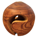 Carved Wood Sphere Sculpture