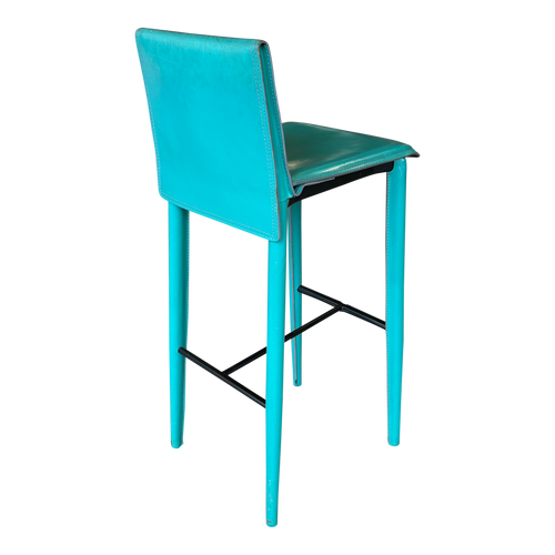 Teal Leather Bar Stool by Fasem Italy