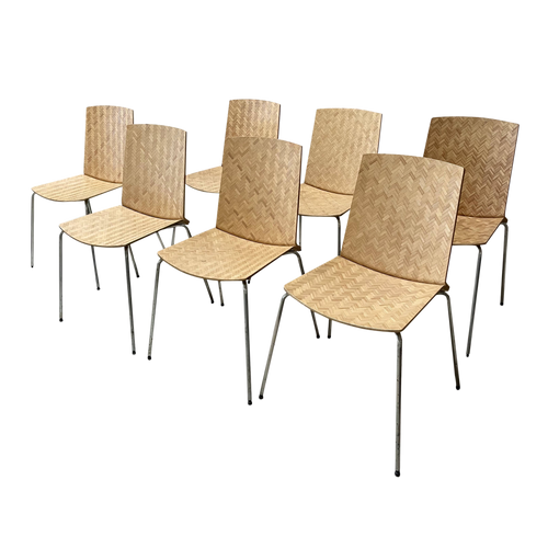 Set of 7 Woven Stacking Chairs