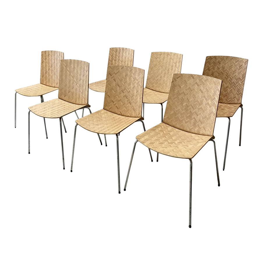 Set of 7 Woven Stacking Chairs