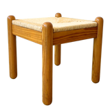 Pine and Woven Rush Seat Stool