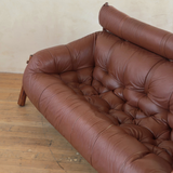 Tufted Cognac Leather MP-81 Sofa by Percival Lafer, 1970s
