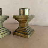 Pair of Structural Brass Candle Holders