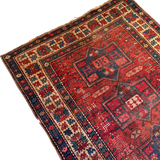 Vintage Red and Cream Wool Kilim