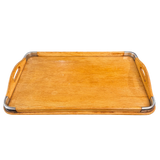Handmade Wood Serving Tray with Metal Accents