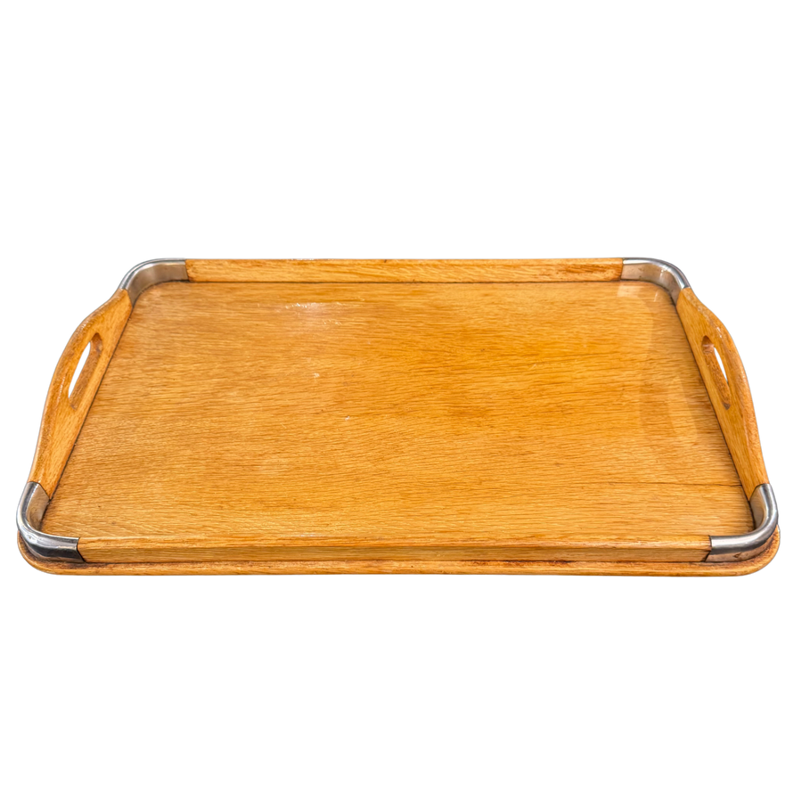 Handmade Wood Serving Tray with Metal Accents