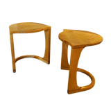 Pair of Curved Maple Side Tables