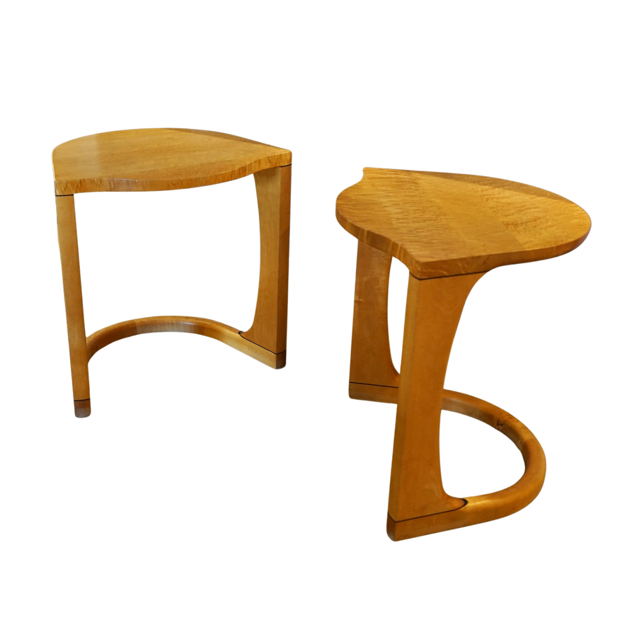 Pair of Curved Maple Side Tables