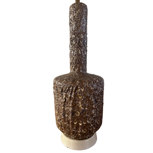 Pair of Textured Brown Ceramic Table Lamps