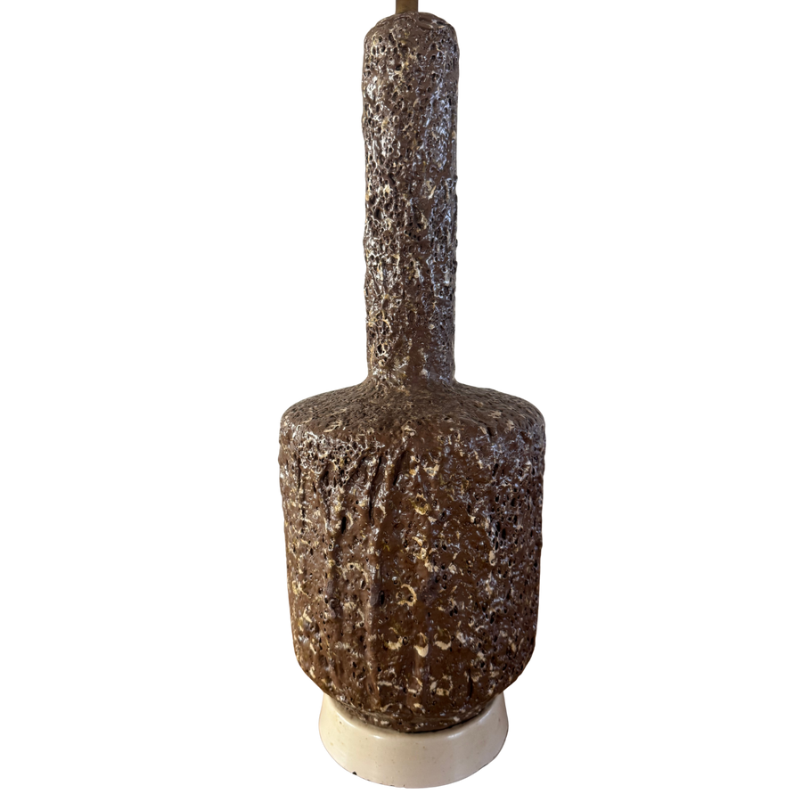 Pair of Textured Brown Ceramic Table Lamps