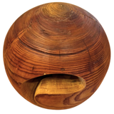 Carved Wood Sphere Sculpture