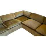 5 Piece Milo Baughman Sectional in Deep Ochre Velvet