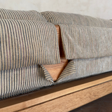 70s Custom Oak Carved 4 Seater Sofa