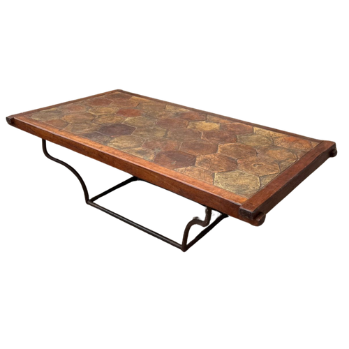 French Hexagonal Tile Coffee Table, 1960s