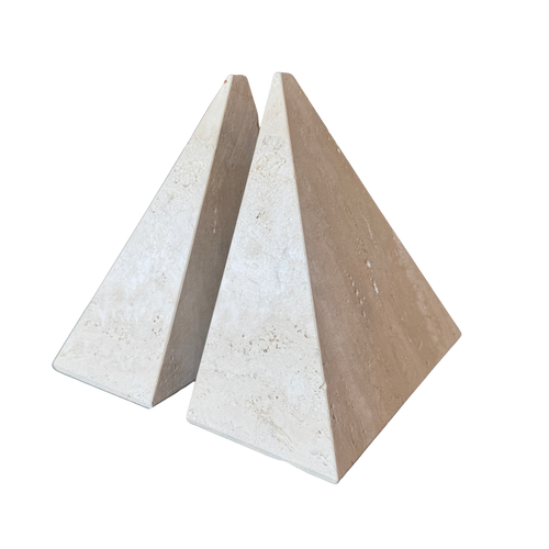 Pair of Triangular Travertine Bookends
