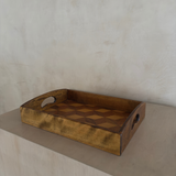 Optical Cube Marquetry Serving Tray