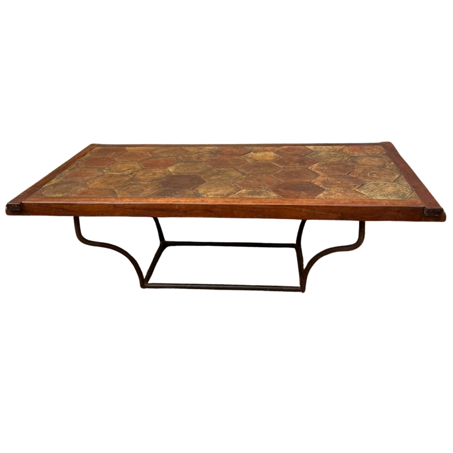 French Hexagonal Tile Coffee Table, 1960s