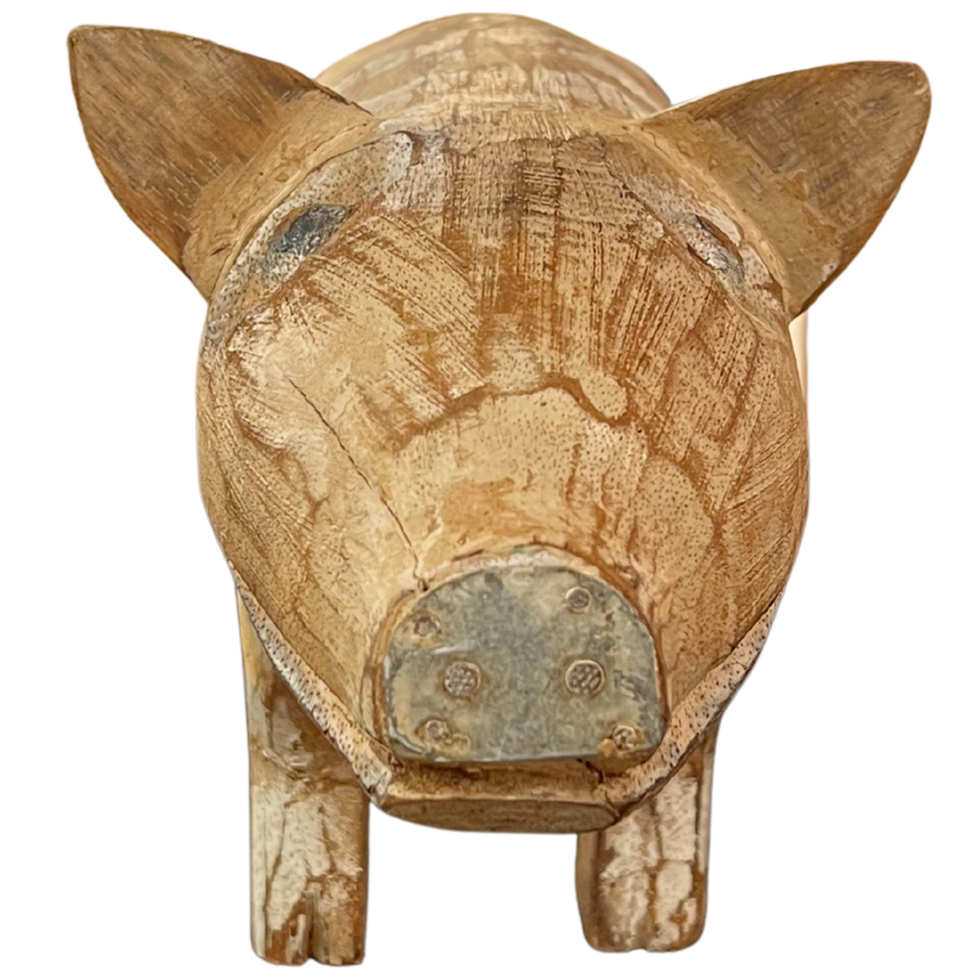 Wooden Pig Sculpture