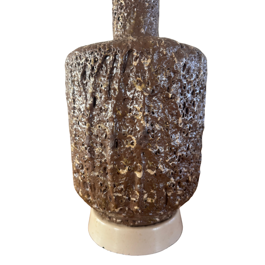 Pair of Textured Brown Ceramic Table Lamps