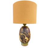 Hand Carved Studio Ceramic Leaf Table Lamp