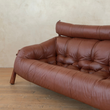 Tufted Cognac Leather MP-81 Sofa by Percival Lafer, 1970s
