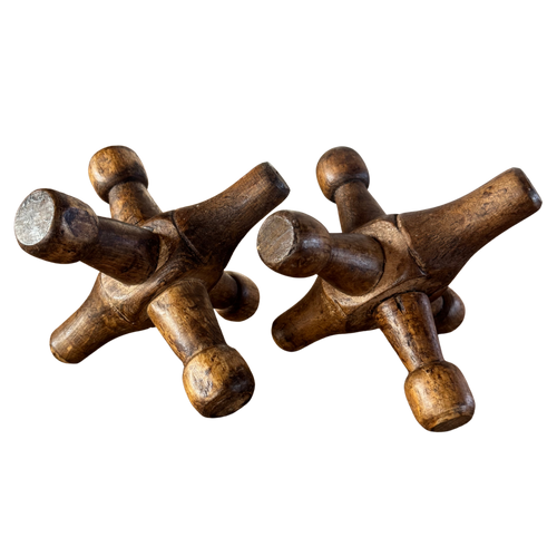 Pair of Large Carved Wood Jacks