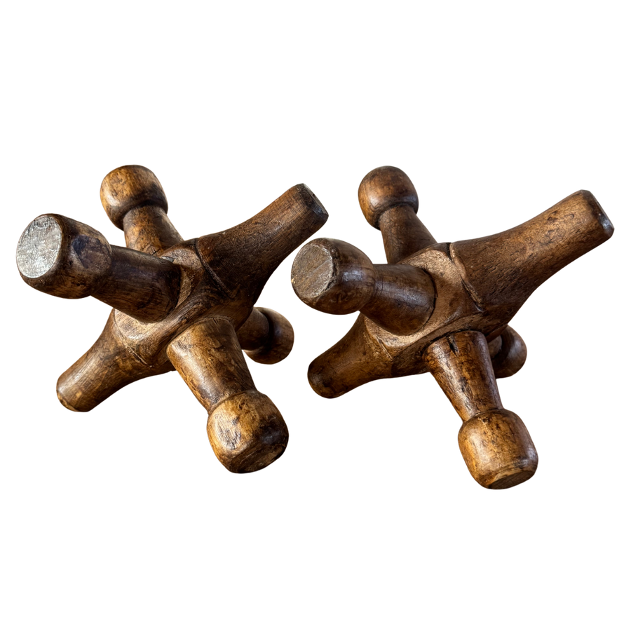 Pair of Large Carved Wood Jacks