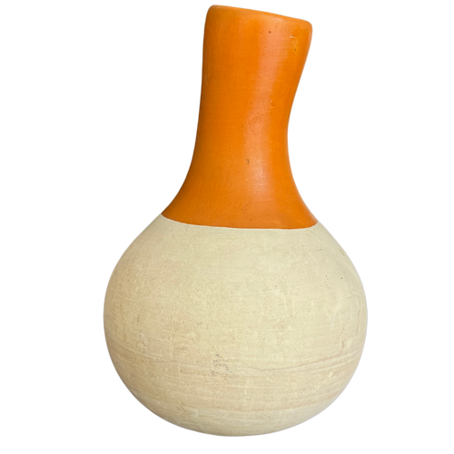 Burnt Orange and Cream Studio Ceramic Vessel