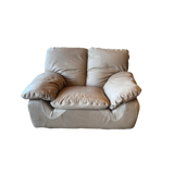 Italian Taupe Leather Chunky Armchair