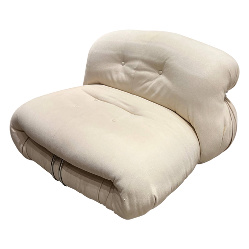 Cream Upholstered Soriana Chair by Tobia and Afra Scarpa for Cassina