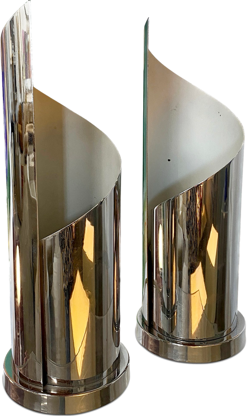 Pair of Chrome Ribbon Lamps