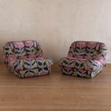 Pair of Floral "Nuvolone" Lounge Chairs by Rino Maturi For Mimo Leone & Co. 1970's